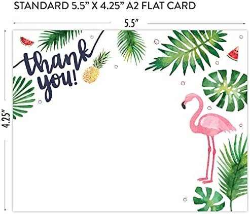 Koko Paper Co Let's Flamingle הזמנות וורוד פלמינגו כרטיסי תודה | 50 סטים / 100 יח 'בסך הכל